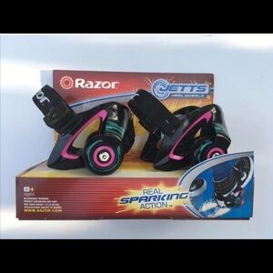 Razor Jetts Heel Wheels with Black, Pink, and Blue Accents